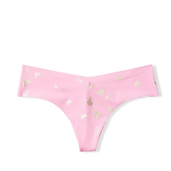 Victoria's Secret Sexy Illusions No Show Thong Panty Pink Flora Butterfly M NEW - Picture 4 of 7